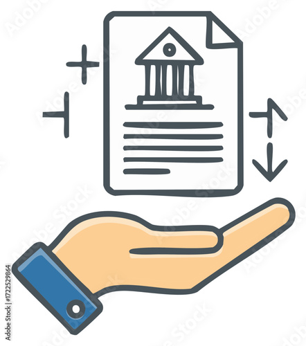 Concept icon of government regulation, legal document, and public policy