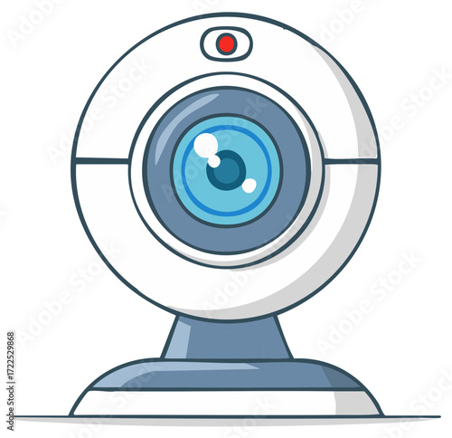 Modern Webcam with Blue Lens and Red Indicator Light