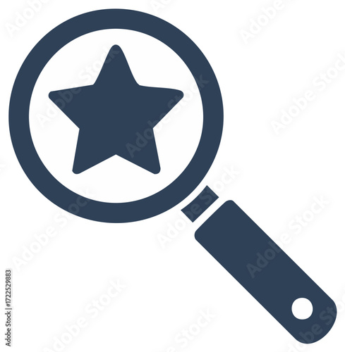 Magnifying glass with star icon, concept for search, discover, and favorite.