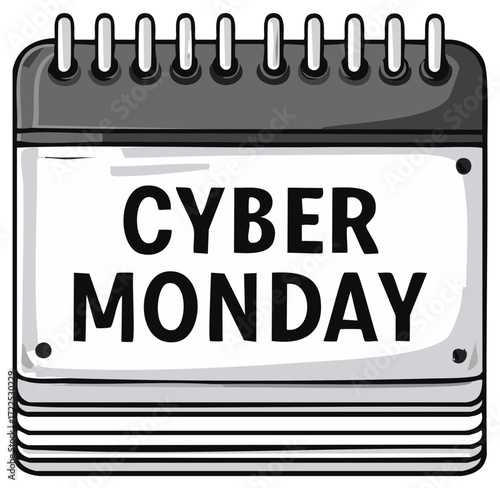 Cyber Monday calendar illustration with design elements.