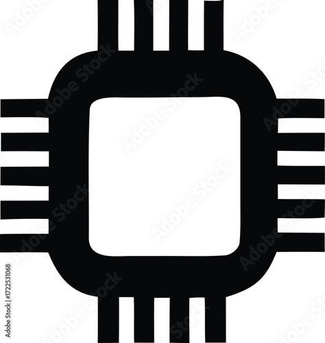 Modern central processing unit icon symbol technology digital circuit chip microprocessor component electronic hardware