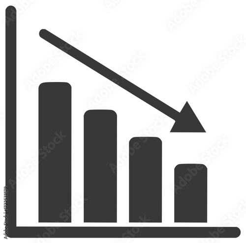 Downward trending bar chart icon with an arrow indicating decline