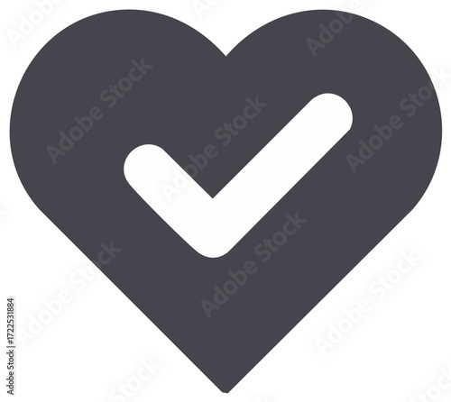 Heart with Checkmark Symbol Love and Approval Confirmation Icon Sign