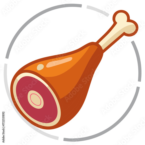 Stylized illustration of a cooked ham hock with a bone