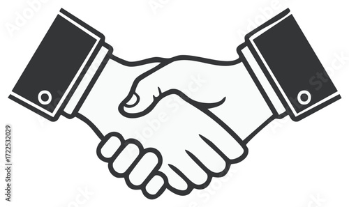 Stylized Handshake Illustration Agreement and Partnership Concept