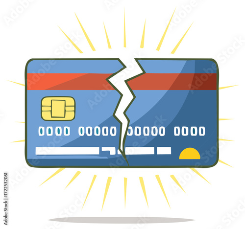 Broken Plastic Card Depicting Economic Trouble, Financial Crisis, or Debt