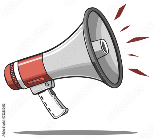 Cartoon megaphone illustration, announcements and communication concept