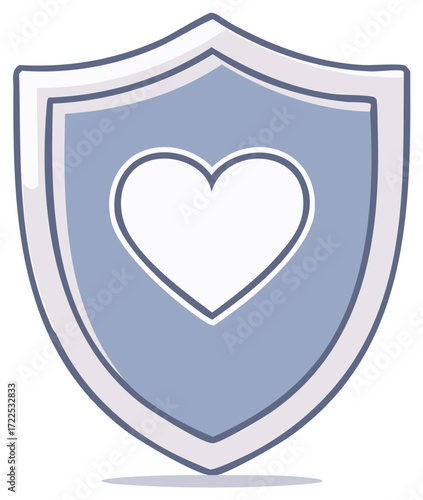 Simple blue shield with a white heart graphic, symbolizing health protection, medical care, and safety.