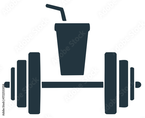 Protein Shake on Barbell: Symbolizing Fitness, Nutrition and Healthy Lifestyle