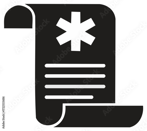 Medical document illustration with an emergency symbol