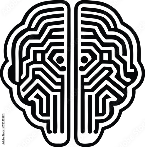 Abstract geometric brain maze design symbolizing intelligence and thought processes