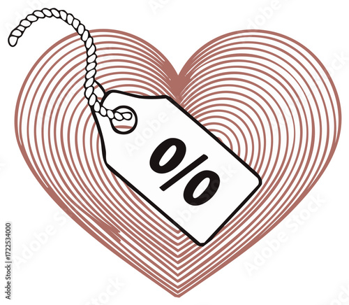 Discount Tag on Heart Shape Promotion Design Sale Advertising