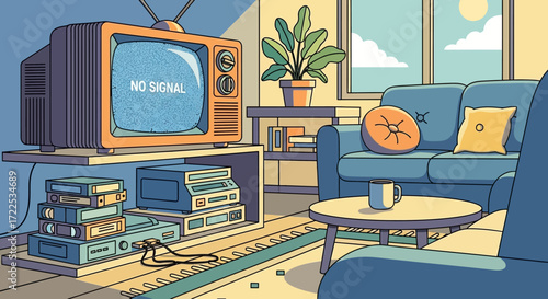 Retro Television Set in a Cozy Living Room.