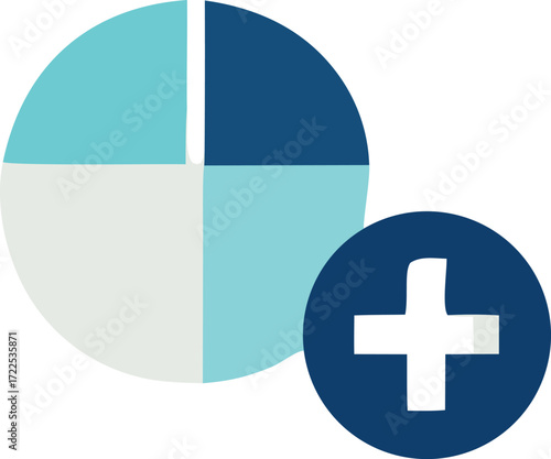 Visual representation of financial data and growth options with a positive addition symbol for business analysis