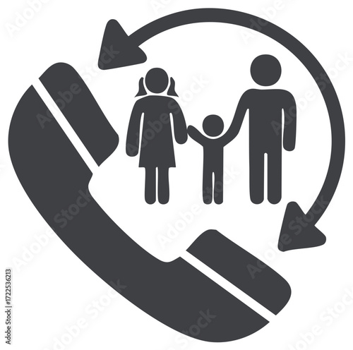 Family communication and support hotline icon parents children connection assistance phone call service