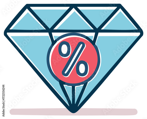 Diamond with Percentage Symbol Icon for Sales and Discounts