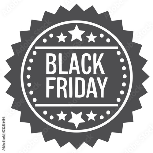 Festive Black Friday Star Badge Label Sticker Round Sale Event Icon