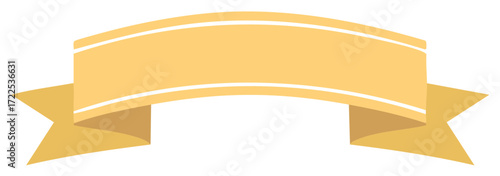 Arched gold ribbon banner vector illustration for title and decoration.