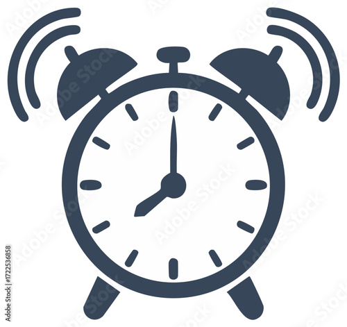 Ringing Alarm Clock Icon Time Management Wake Up Reminder Notification Deadline Concept Isolated