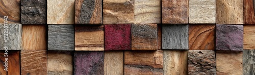 Wood block wall pattern in various shades