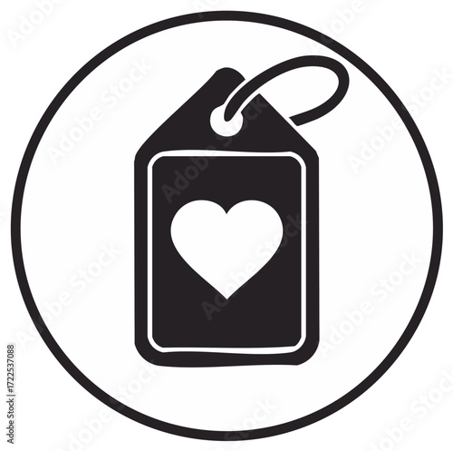 Black and white love tag circle graphic element for social media or brand marketing for designers