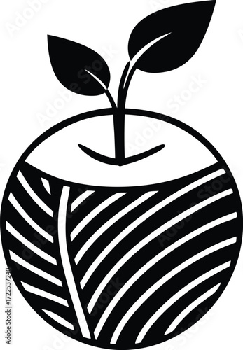 Abstract organic apple icon symbolizing growth and agriculture fresh fruit concept for natural food and healthy lifestyle