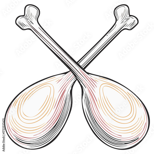 Crude Bone Utensils Crossed Symbol Vector Illustration