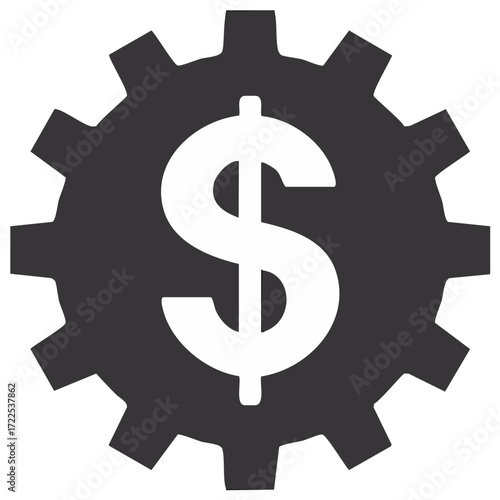 Dollar Sign Within a Gear Represents Financial Machinery and Investment