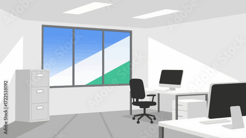 Indoor business office scene, vector hand-drawn illustrations