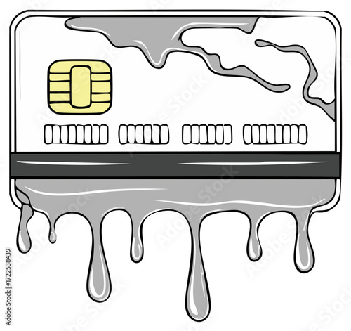 Credit card with melting effect, financial concept for online payments or debt.