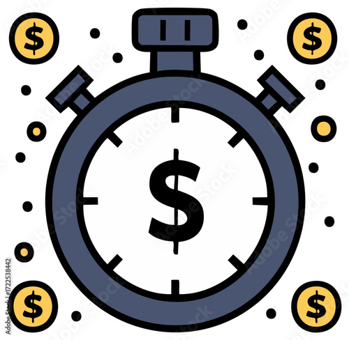 Stopwatch with Dollar Sign, Illustrating Time is Money Concept