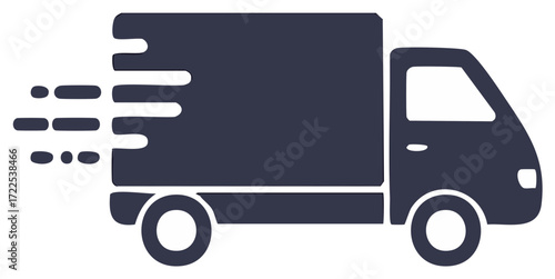 Fast delivery truck icon with speed lines for express shipping and transport services