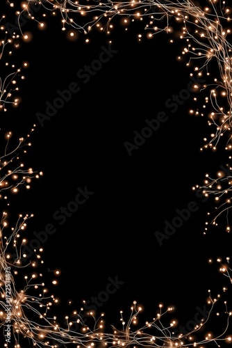 Golden lights frame on black background