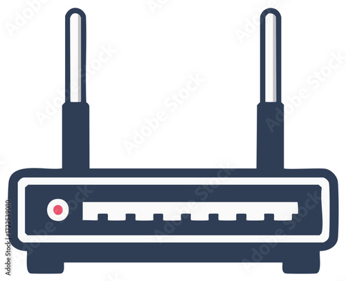 Wireless Router Illustration with Two Antennas for Internet Connectivity