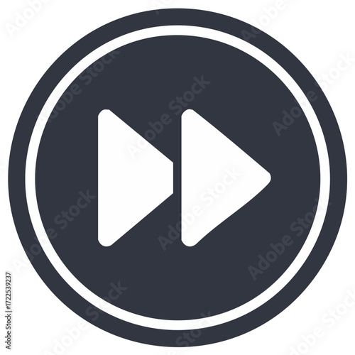 Fast Forward Icon Depicting Double Arrow inside Circular Frame for Playback or Skip Functionality