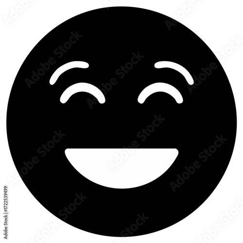 Smiling Face Glyph: A Simple Emoji with Happy Expression and Closed Eyes