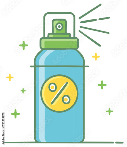 Disinfectant Spray Bottle with Percent Sign Icon for Cleaning and Hygiene
