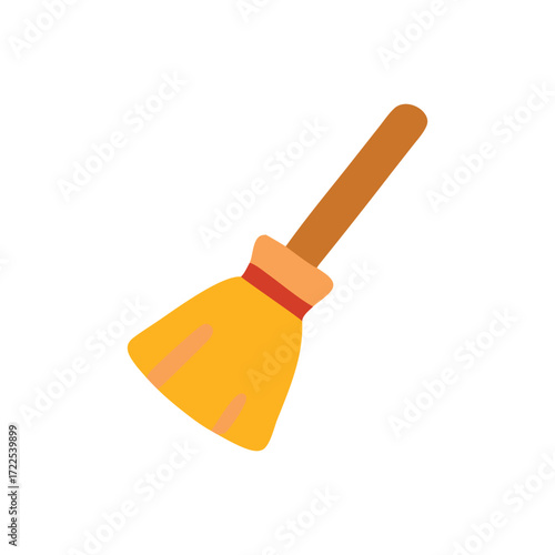 Witchs broom a simple charming cartoon illustration of a traditional witchs magical broomstick.