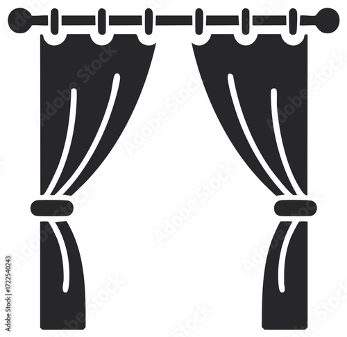 Window curtains tied open on a rod home interior decor silhouette