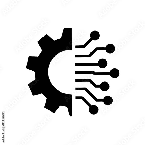 Digital technology gear icon concept isolated Vector illustration
