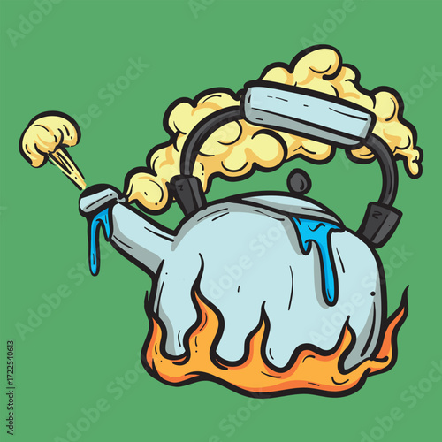Whistling Kettle Cartoon Vector Illustration