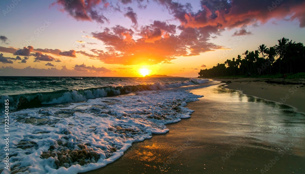 Obraz premium Sunrise over tropical beach (2)