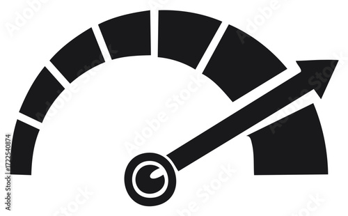 Black speedometer measuring tool reaching maximum value marker