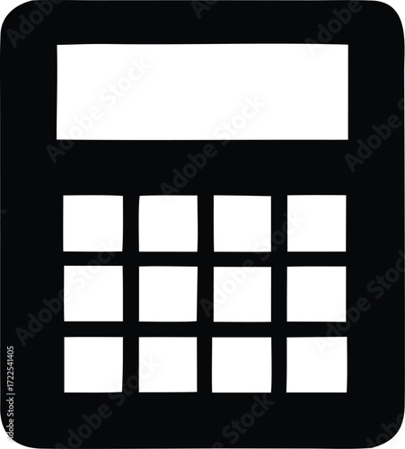 Simple calculator icon symbol representing calculations arithmetic finance business technology mathematics and numbers with a grid of buttons