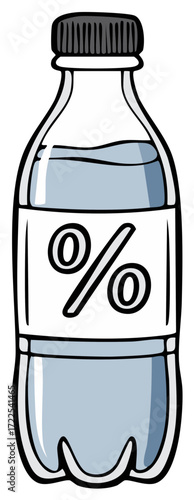 Plastic Bottle With Percentage Symbol and Water Illustration