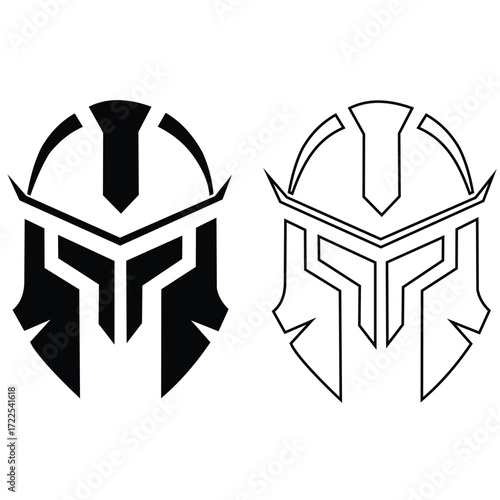 Black and white Spartan helmet logos warrior helmet