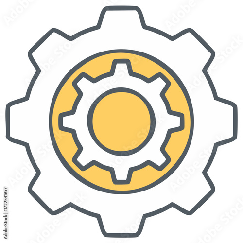 Cogwheel Gear Icon Illustration,  Mechanical Part,  Engineering  Mechanism,  Machine Element