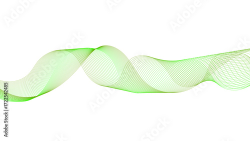 Smooth, undulating green ribbon graphic. Digital illustration of a soft, colorful abstract wave.