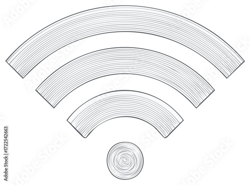 Stylized Wifi Icon Line Drawing Symbol for Connectivity and Networks