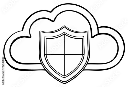 Cloud Computing Security Concept with Shield Icon - Data Protection and Storage